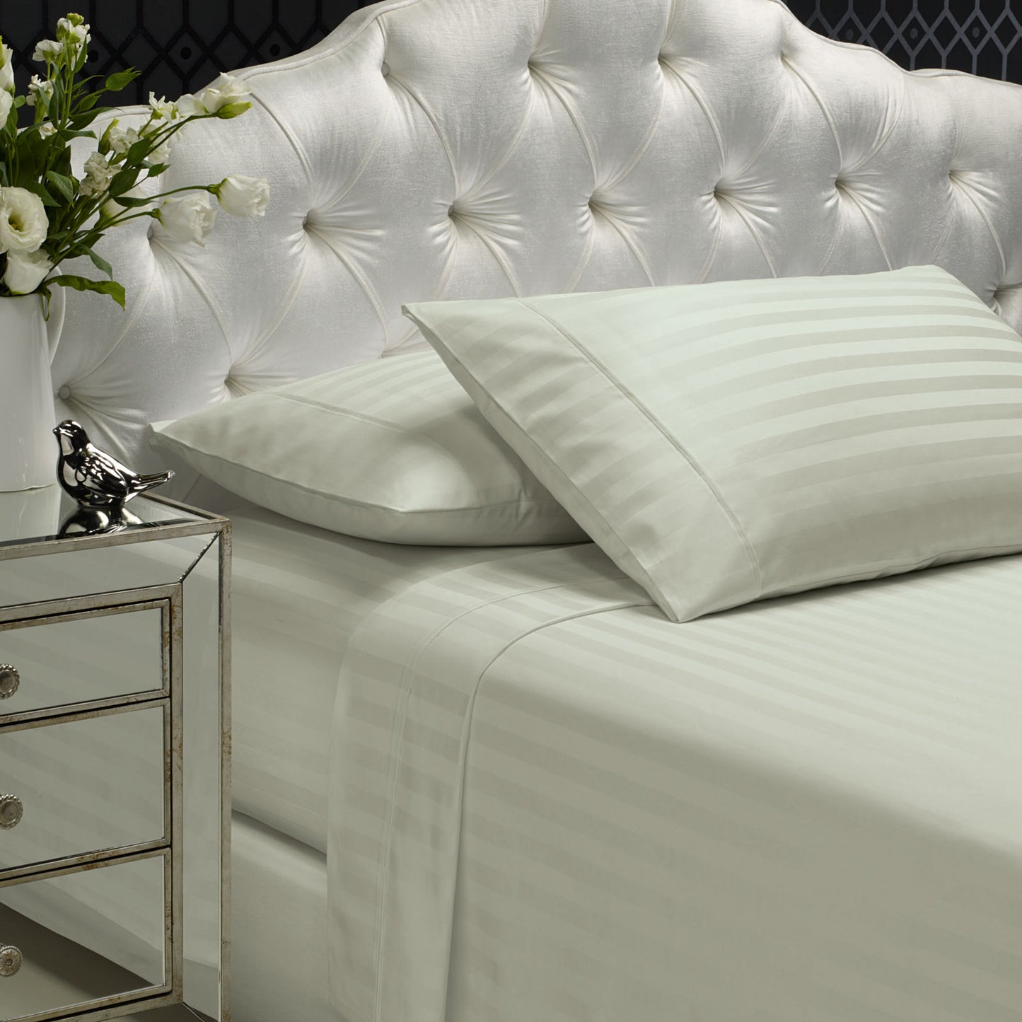 Royal Comfort 1200TC Sheet Set Damask Cotton Blend Ultra Soft Sateen Bedding - Queen - Silver V160-231657