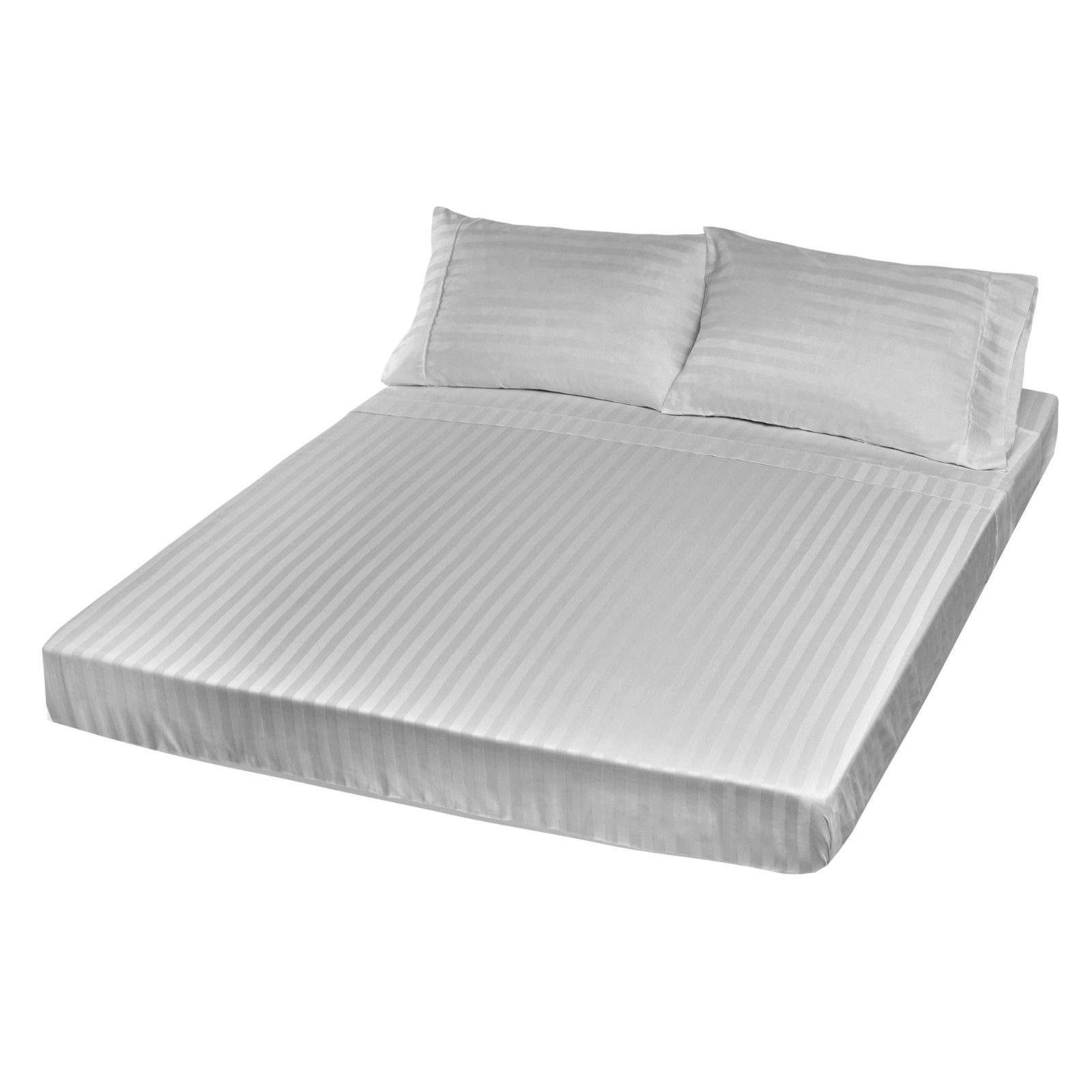 Royal Comfort 1200TC Sheet Set Damask Cotton Blend Ultra Soft Sateen Bedding - Queen - Silver V160-231657
