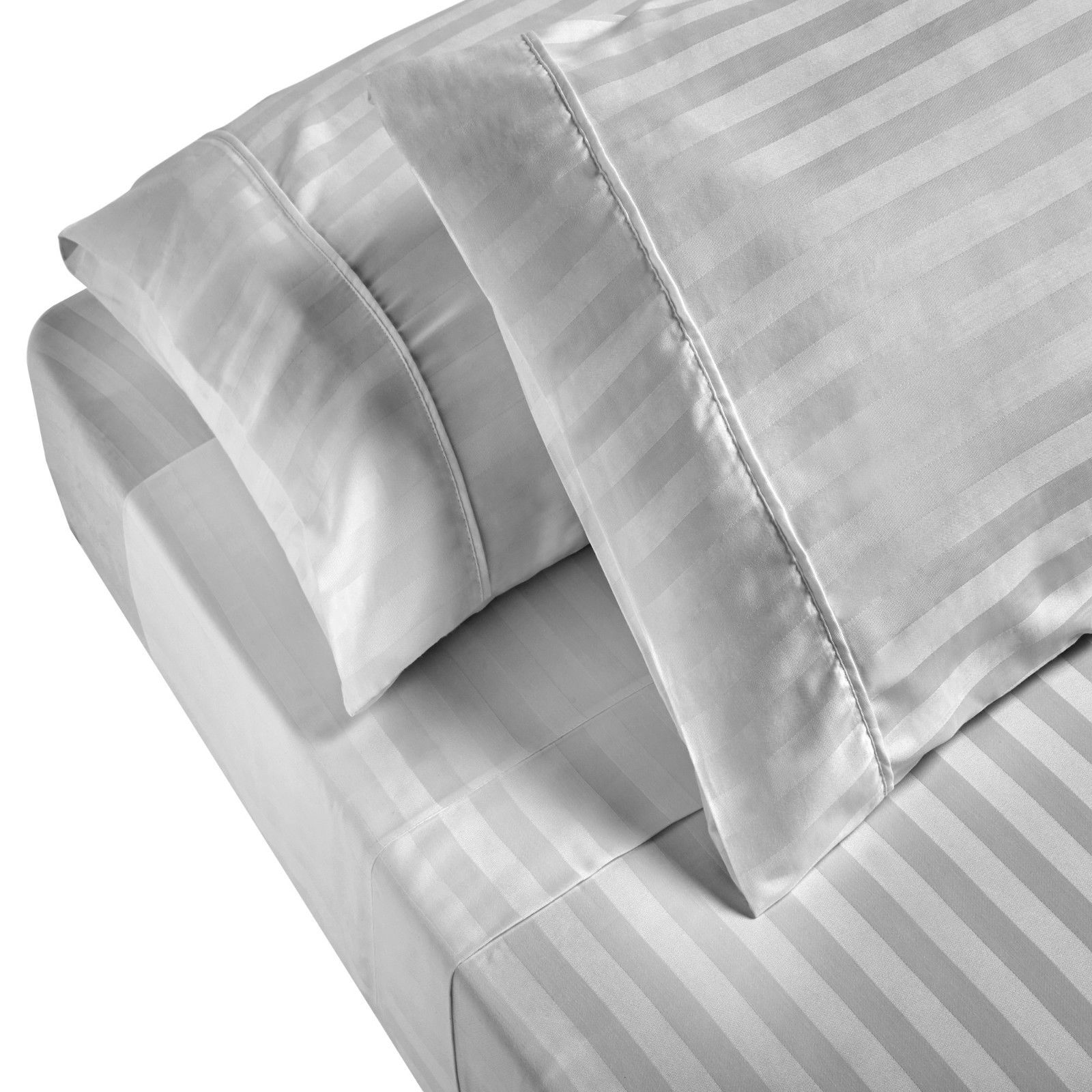 Royal Comfort 1200TC Sheet Set Damask Cotton Blend Ultra Soft Sateen Bedding - Queen - Silver V160-231657