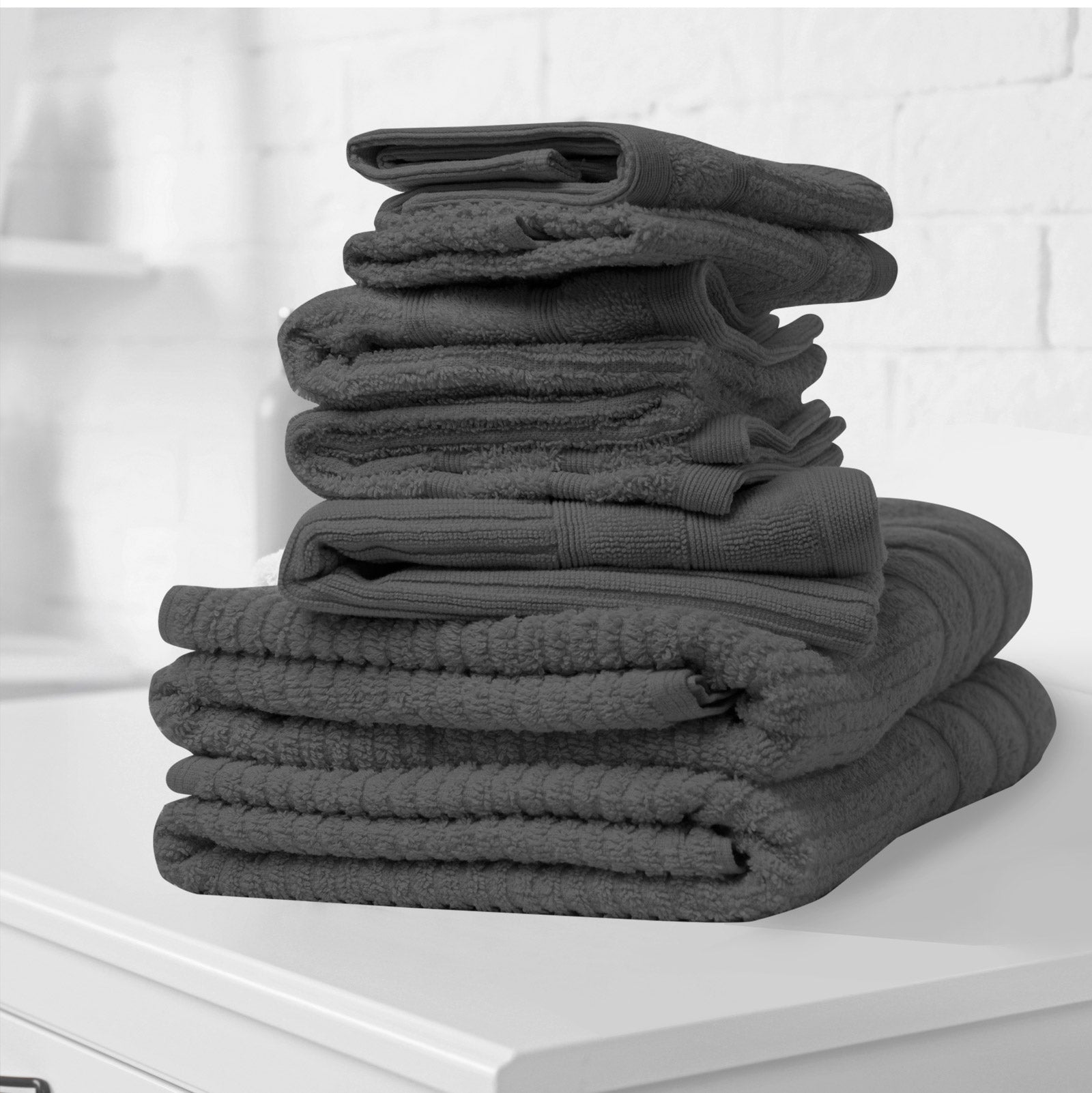 Royal Comfort Eden Egyptian Cotton 600GSM 8 Piece Luxury Bath Towels Set - Granite V160-231914