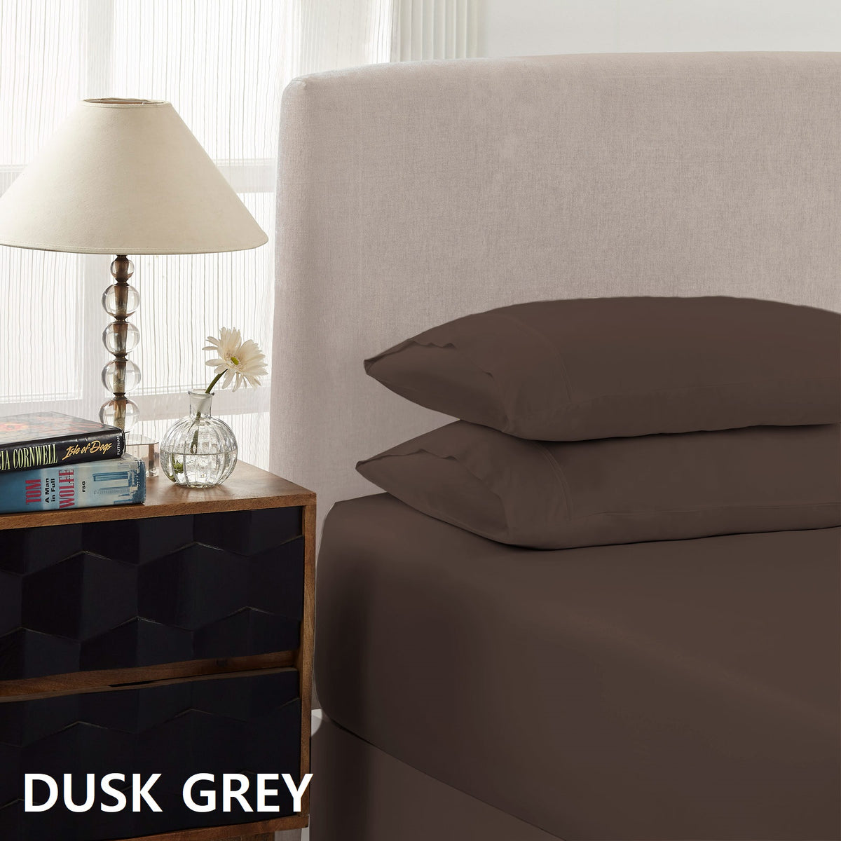 Royal Comfort 1500 Thread Count Cotton Rich Sheet Set 3 Piece Ultra Soft Bedding - Double - Dusk Grey V160-232331