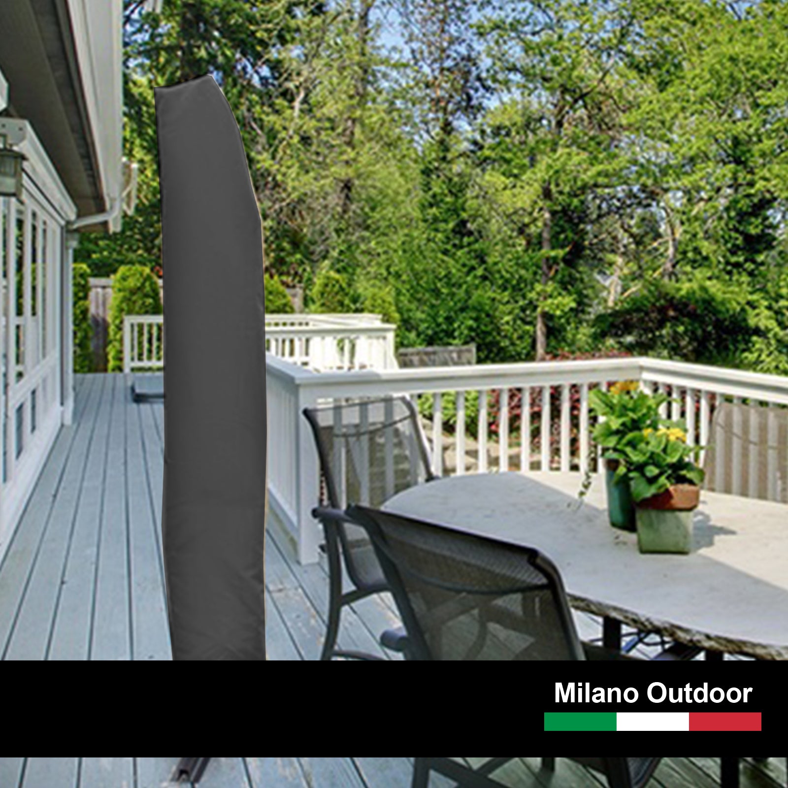 Milano 3M Outdoor Umbrella Cantilever With Protective Cover Patio Garden Shade - Charcoal V160-401036