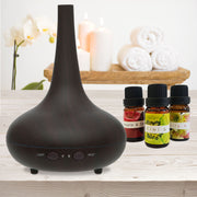 Essential Oil Diffuser Ultrasonic Humidifier Aromatherapy LED Light 200ML 3 Oils - Dark Wood Grain V160-501165