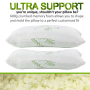 Royal Comfort Luxury Bamboo Covered Memory Foam Pillow Twin Pack Hypoallergenic V160-501760