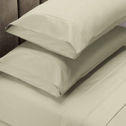 Renee Taylor 1500 Thread Count Pure Soft Cotton Blend Flat & Fitted Sheet Set Ivory King V160-501830