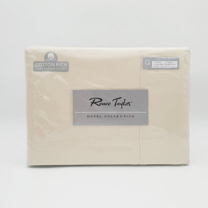 Renee Taylor 1500 Thread Count Pure Soft Cotton Blend Flat & Fitted Sheet Set Ivory King V160-501830