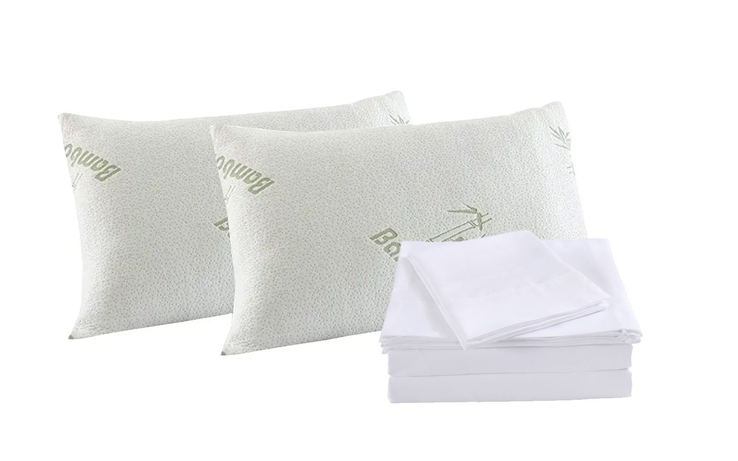 Royal Comfort Bamboo Blend Sheet Set 1000TC and Bamboo Pillows 2 Pack Ultra Soft - Queen - White V160-K2364