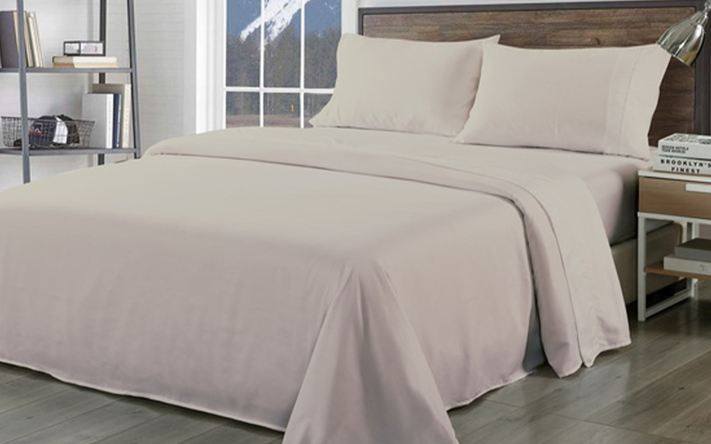 Royal Comfort Bamboo Blend Sheet Set 1000TC and Bamboo Pillows 2 Pack Ultra Soft - Queen - Warm Grey V160-K2366