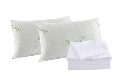 Royal Comfort Bamboo Blend Sheet Set 1000TC and Bamboo Pillows 2 Pack Ultra Soft - King - White V160-K2367