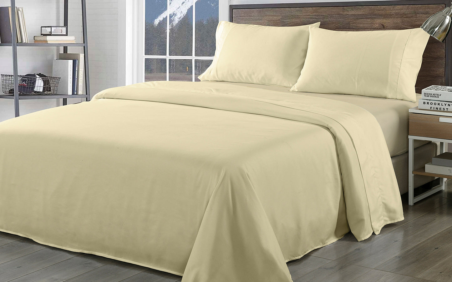 Royal Comfort Bamboo Blend Sheet Set 1000TC and Bamboo Pillows 2 Pack Ultra Soft - King - Ivory V160-K2368