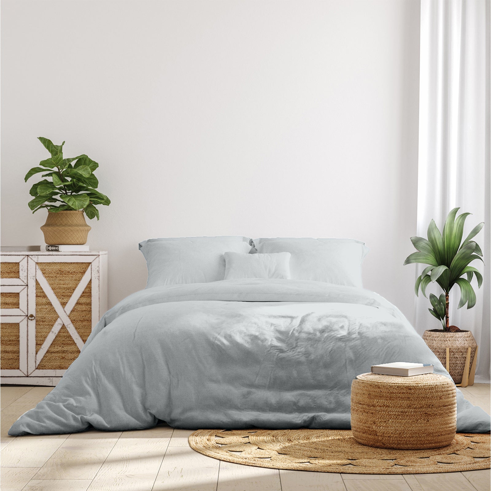 Royal Comfort 1000 Thread Count Bamboo Cotton Sheet and Quilt Cover Complete Set - Queen - Cool Grey V160-K2679