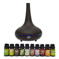 Milano Aroma Diffuser Set With 13 Pack Diffuser Oils Humidifier Aromatherapy - Dark Wood V160-K2690