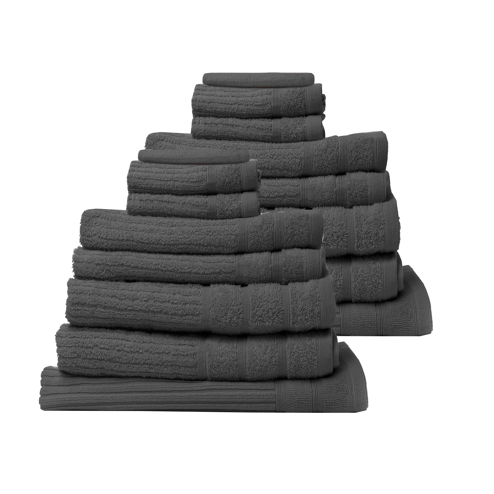 Royal Comfort 16 Piece Egyptian Cotton Eden Towel Set 600GSM Luxurious Absorbent - Granite V160-K2746