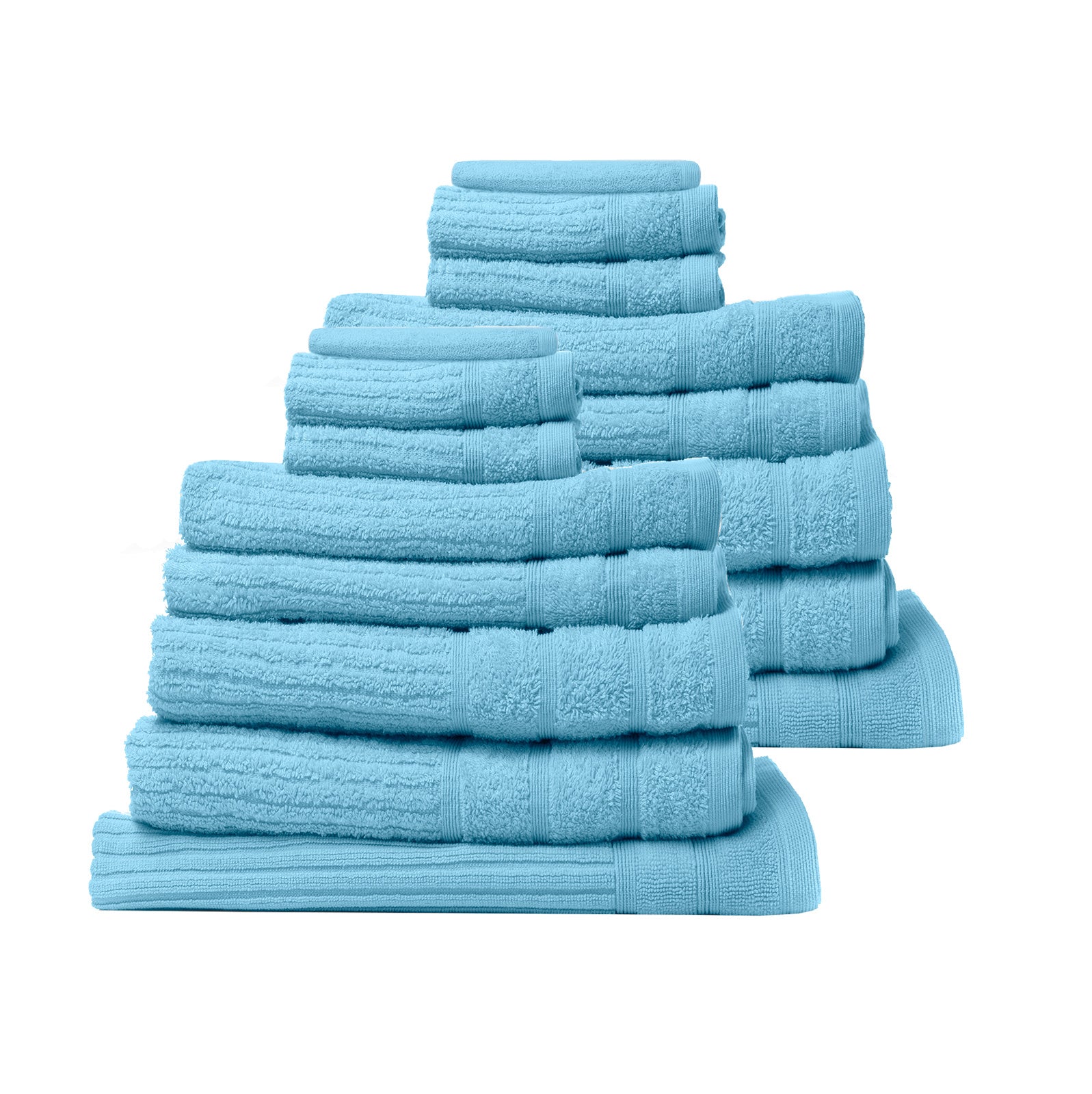 Royal Comfort 16 Piece Egyptian Cotton Eden Towel Set 600GSM Luxurious Absorbent - Aqua V160-K2751