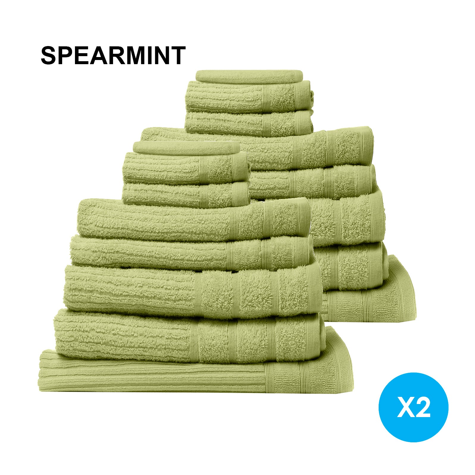 Royal Comfort 16 Piece Egyptian Cotton Eden Towel Set 600GSM Luxurious Absorbent - Spearmint V160-K2752