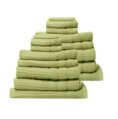 Royal Comfort 16 Piece Egyptian Cotton Eden Towel Set 600GSM Luxurious Absorbent - Spearmint V160-K2752