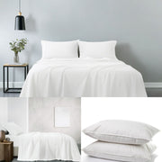 Royal Comfort 100% Cotton Vintage Sheet Set And 2 Duck Feather Down Pillows Set - King - White V160-K2796