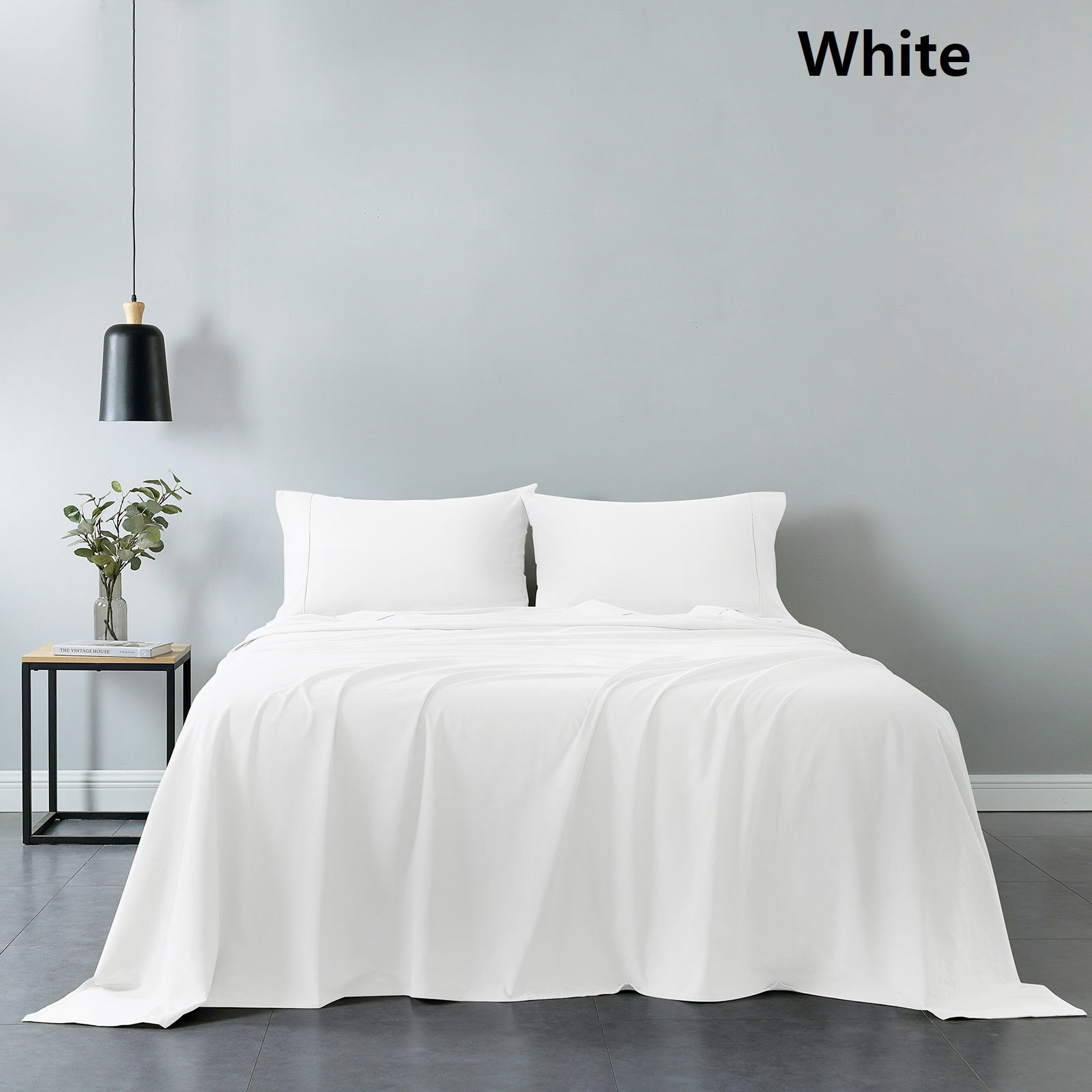 Royal Comfort 100% Cotton Vintage Sheet Set And 2 Duck Feather Down Pillows Set - King - White V160-K2796