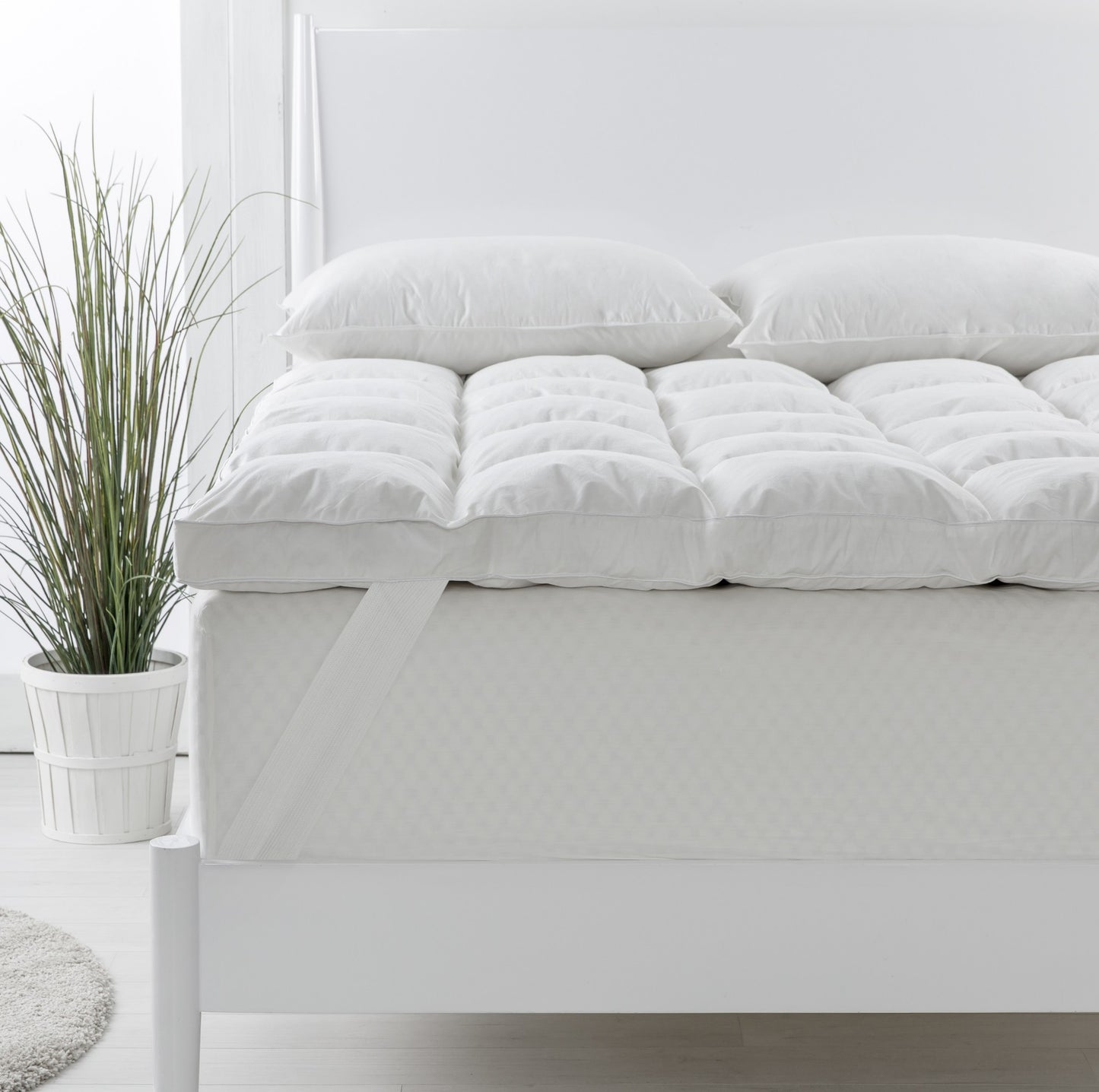Royal Comfort 1800GSM Duck Feather Down Topper And 1000GSM 2 Duck Pillows Set - Double - White V160-K2808