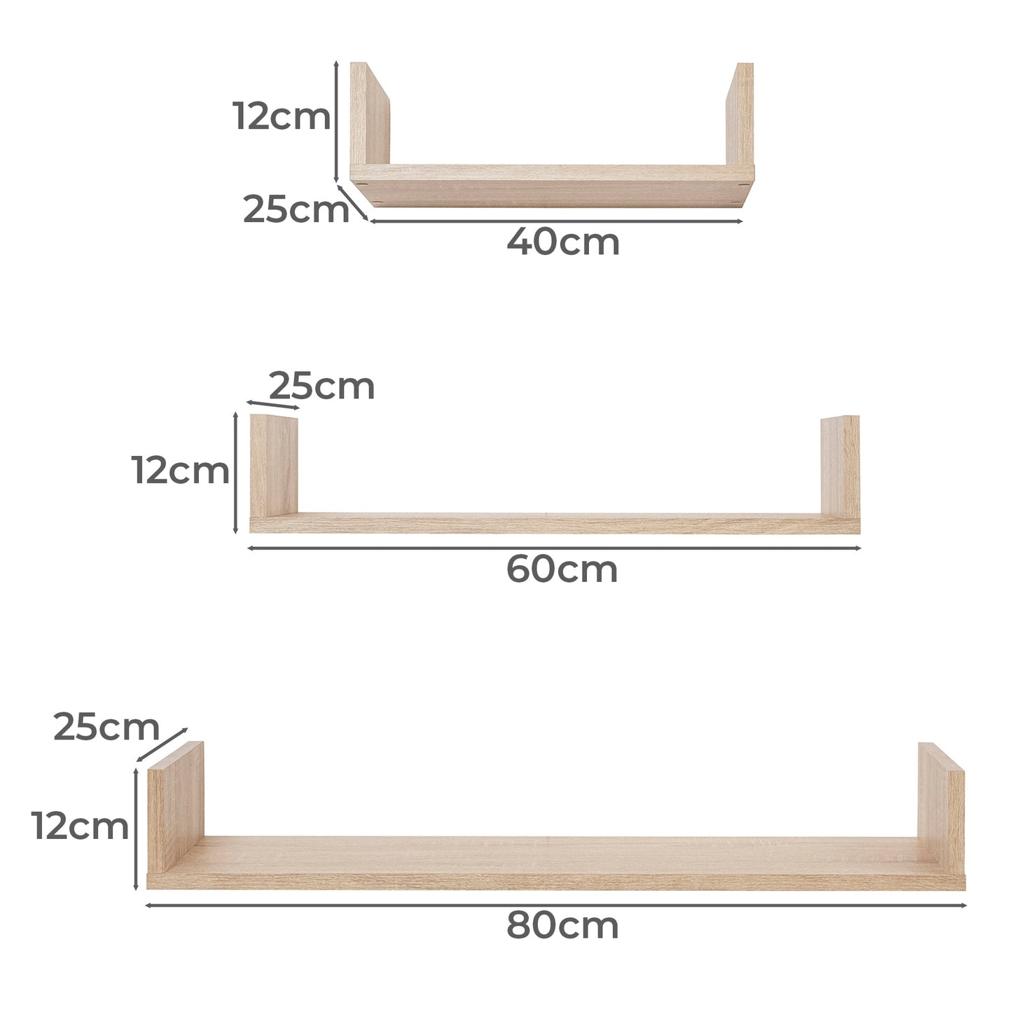 OSLO THREE PIECE SHELF KIT (OAK) V164-ECS5