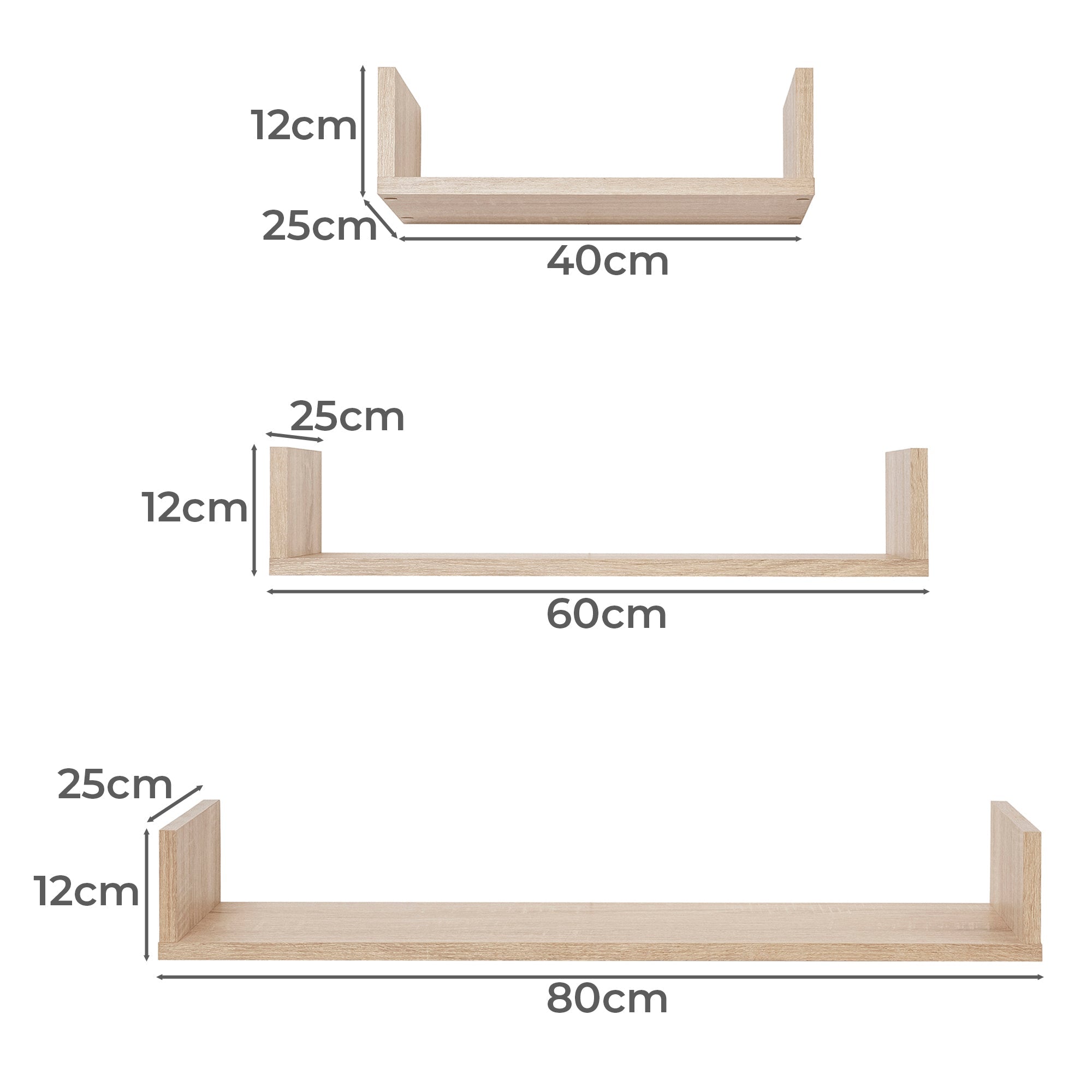 OSLO THREE PIECE SHELF KIT (OAK) V164-ECS5
