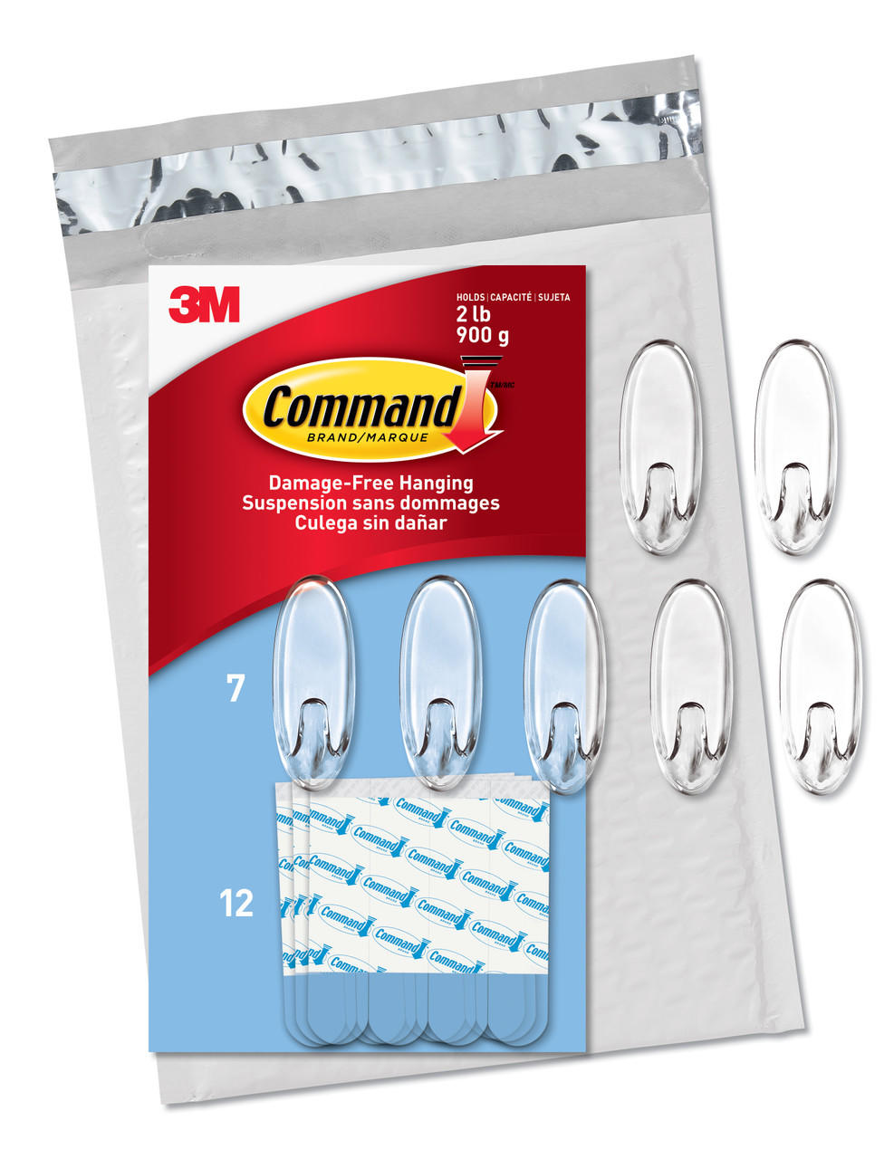 Command Medium Clear Oval Value Pack, 7 Hooks and 12 Strips, CL091-7NA V177-AK-70006983632