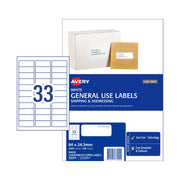 AVERY Gen Label L7157GU 33Up Bx100 V177-D-AV938200