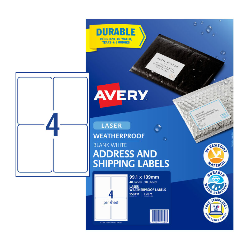 AVERY Laser Label L7071 4Up Pack of 10 V177-D-AV959411