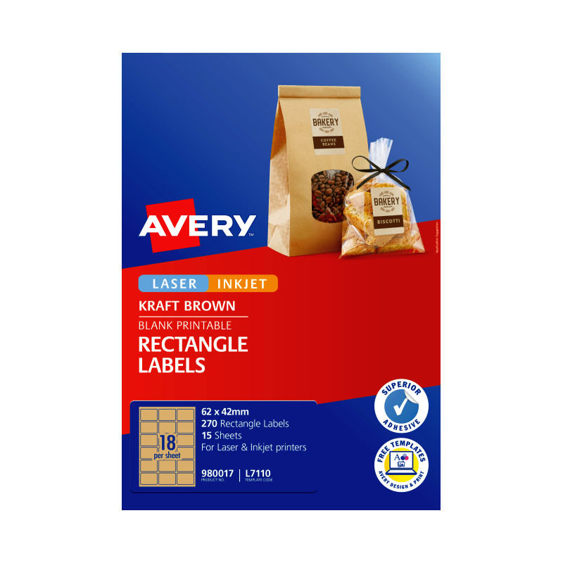 AVERY Label Rect Brn L7110 Pack of 270 V177-D-AV980017