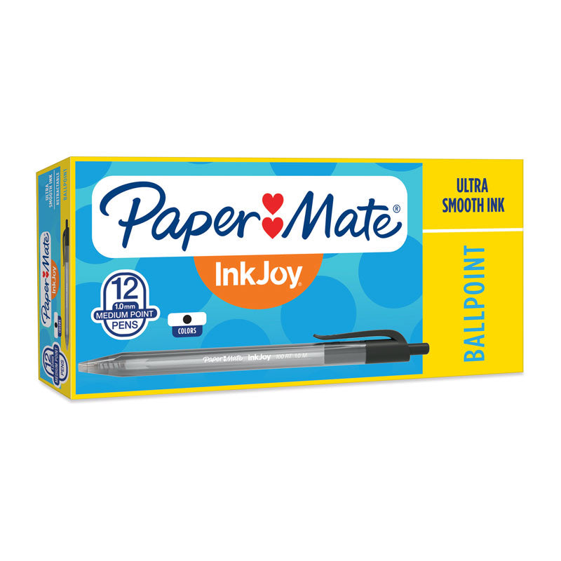 PAPER MATE InkJoy 100RT Ball Pen Black Box of 12 V177-D-PM2008514
