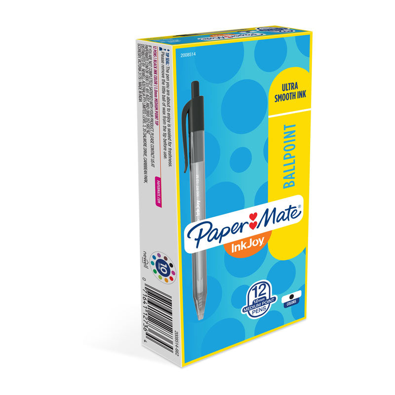 PAPER MATE InkJoy 100RT Ball Pen Black Box of 12 V177-D-PM2008514