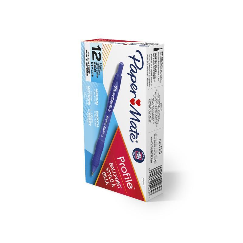 PAPER MATE Profile Ball Pen 1.0mm Blue Box of 12 V177-D-PM2095462