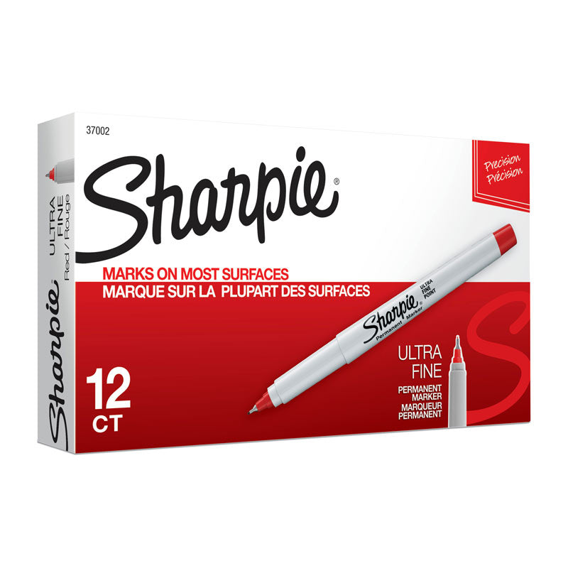 SHARPIE Ultra Fine Point Permanent Marker Red Box of 12 V177-D-SH37002