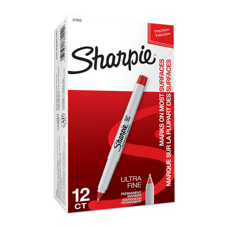 SHARPIE Ultra Fine Point Permanent Marker Red Box of 12 V177-D-SH37002