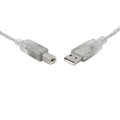 8WARE USB 2.0 Cable 1m A to B Transparent Metal Sheath UL Approved V177-L-CB8W-UC-2001AB