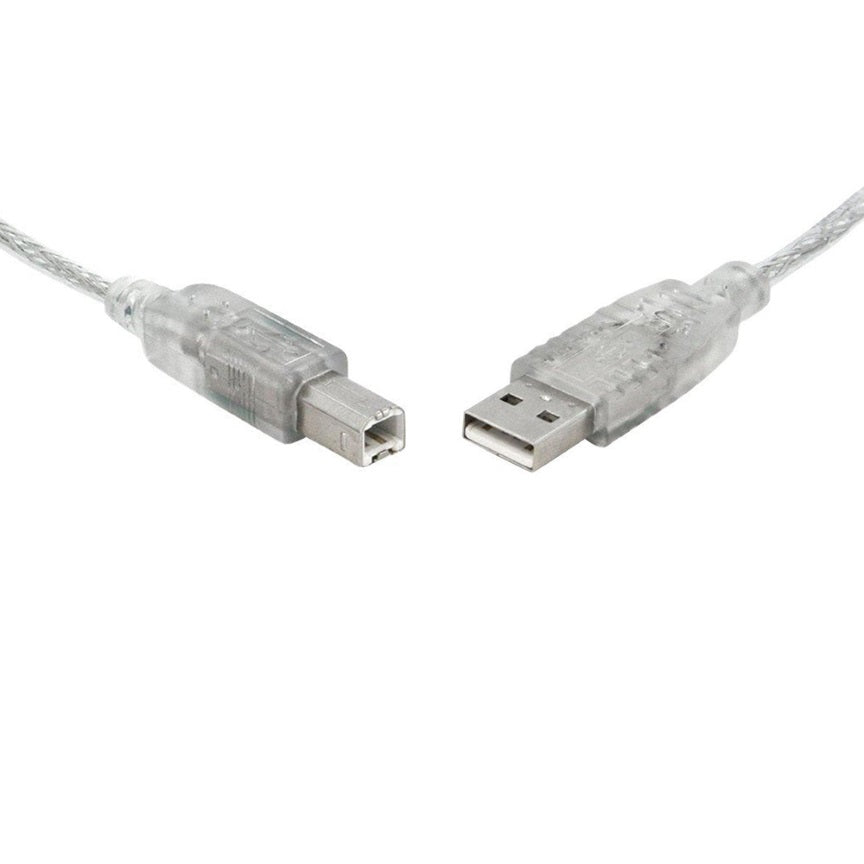 8WARE USB 2.0 Cable 1m A to B Transparent Metal Sheath UL Approved V177-L-CB8W-UC-2001AB