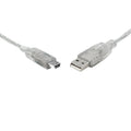 8WARE USB 2.0 Cable 1m A to Mini-USB B Male to Male Transparent V177-L-CB8W-UC-2001ABN