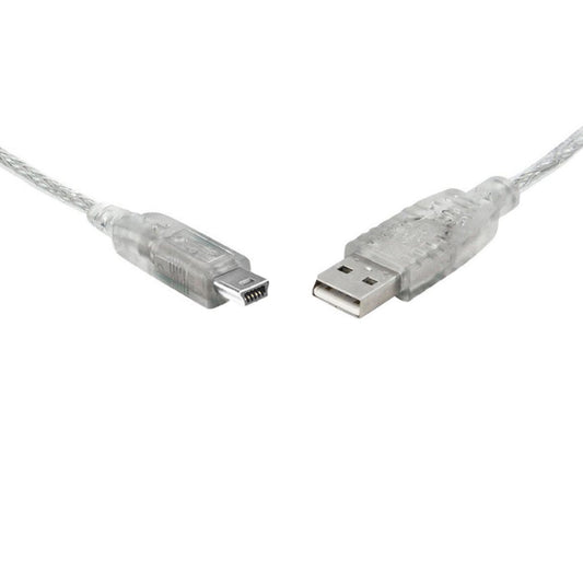 8WARE USB 2.0 Cable 1m A to Mini-USB B Male to Male Transparent V177-L-CB8W-UC-2001ABN