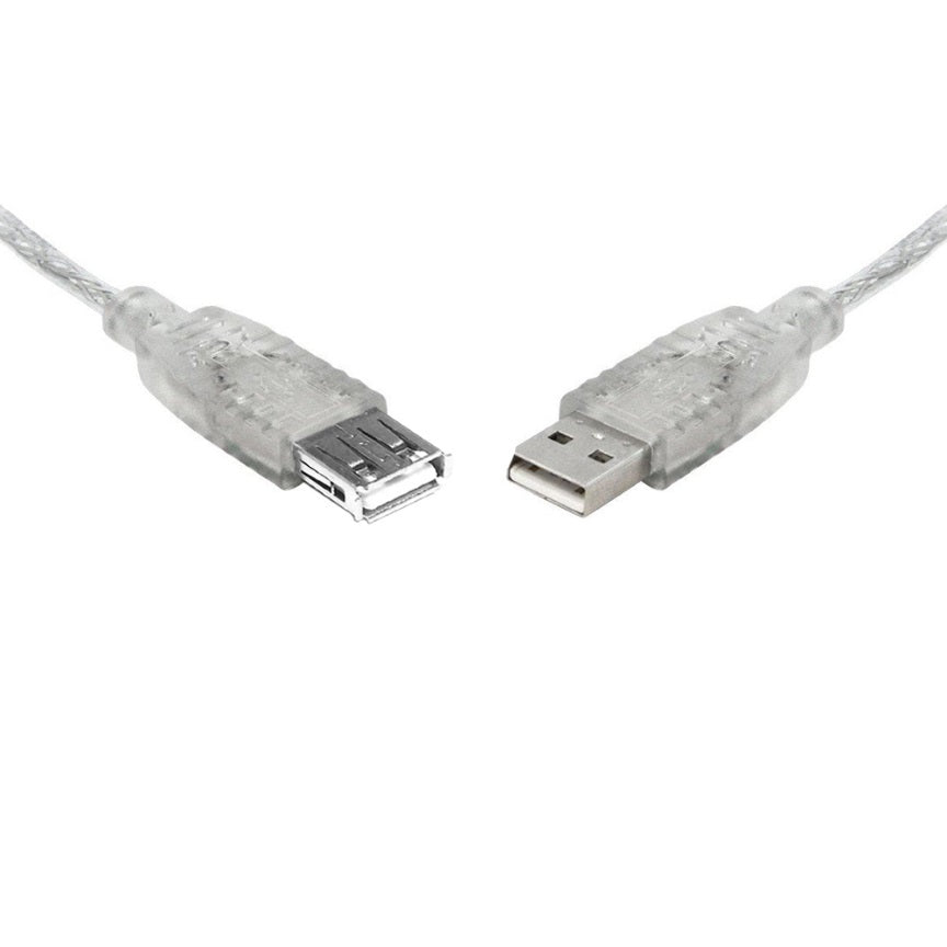 8WARE USB 2.0 Extension Cable 3m A to A Male to Female Transparent Metal Sheath Cable V177-L-CB8W-UC-2003AAE