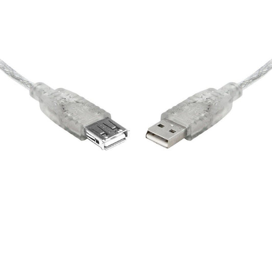 8WARE USB 2.0 Extension Cable 3m A to A Male to Female Transparent Metal Sheath Cable V177-L-CB8W-UC-2003AAE