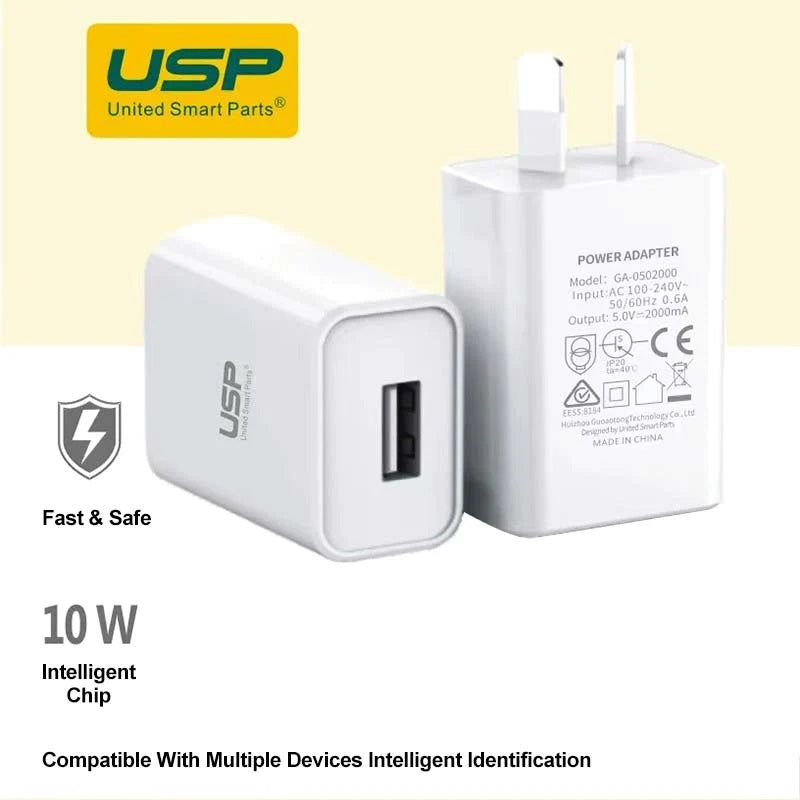 USP 10W USB-A Wall Charger Adapter - (6972475750435), Intelligent Chip, Fast and Safe Charger V177-L-MPA-6972475750435