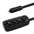 mbeat 4 Ports USB Rapid Car Charger - 40W Rapid Smart Charger/Individual ON/OFF switches/90cm Extension Cable V177-L-MPMB-MB-USBC480