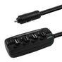 mbeat 4 Ports USB Rapid Car Charger - 40W Rapid Smart Charger/Individual ON/OFF switches/90cm Extension Cable V177-L-MPMB-MB-USBC480