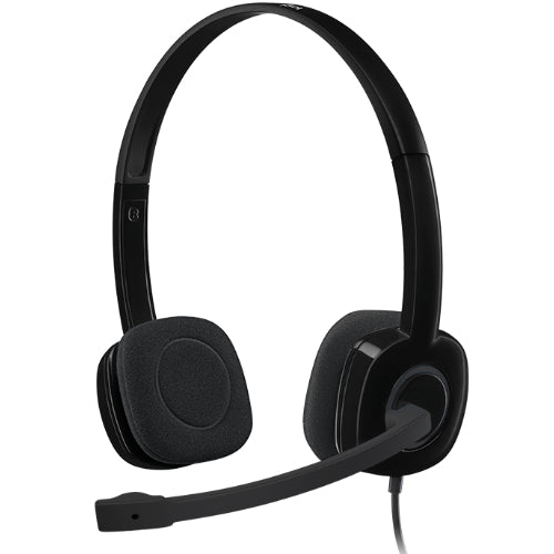 Logitech H151 Stereo Headset Light Weight Adjustable Headphone with Microphone 3.5mm jack In-line audio V177-L-SPLT-H151BLK