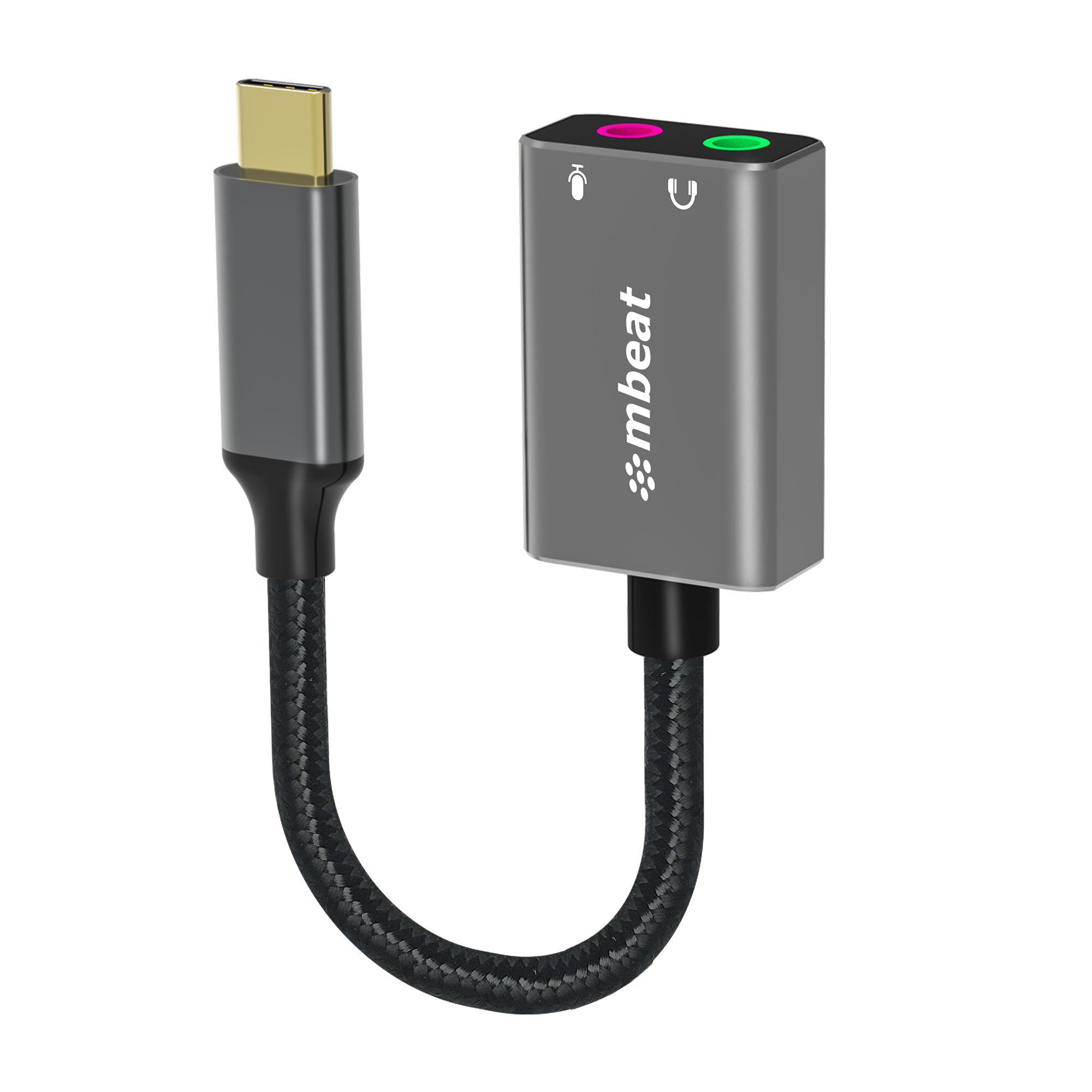 MBEAT Elite USB-C to 3.5mm Audio and Microphone Adapter - Adds Headphone Audio and Microphone Jack to USB-C V177-L-USMB-XAD-CAXM