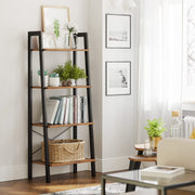 Rustic brown and black steel Metal Frame 4 Tier bookshelf V178-11055