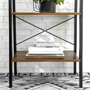Rustic brown and black steel Metal Frame 4 Tier bookshelf V178-11055
