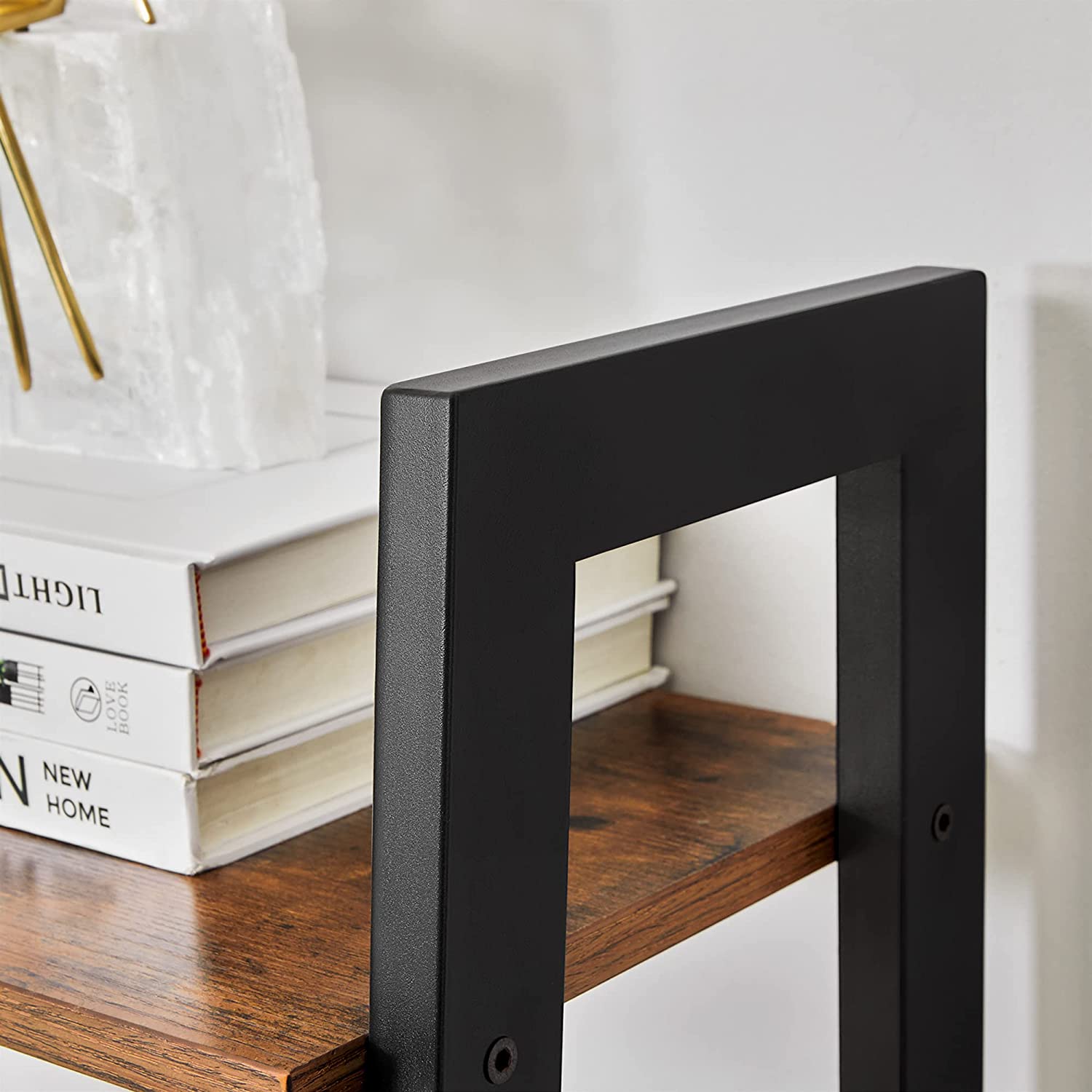Rustic brown and black steel Metal Frame 4 Tier bookshelf V178-11055
