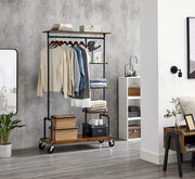 Clothing Garment Rack on Wheels with 5-Tier, Industrial Pipe Style, Rustic Brown V178-11284