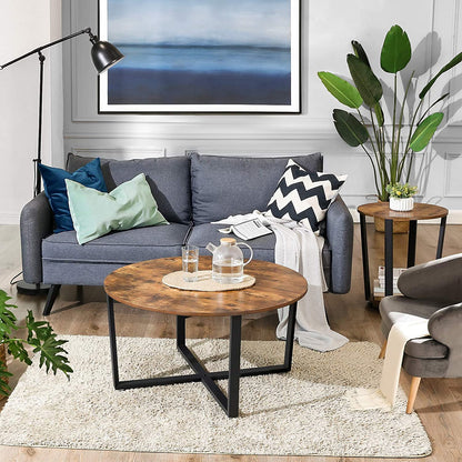 Round Coffee Table Rustic Brown and Black V178-11529
